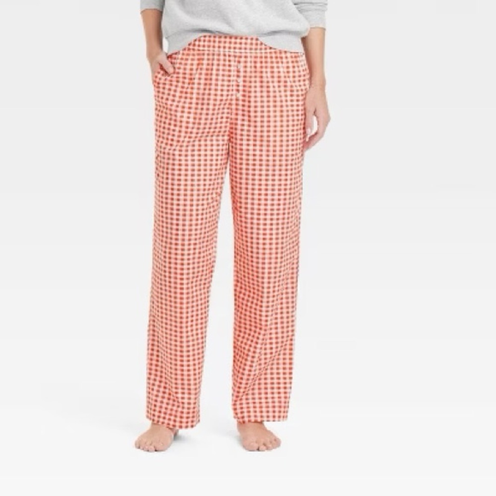 Red and white gingham pants